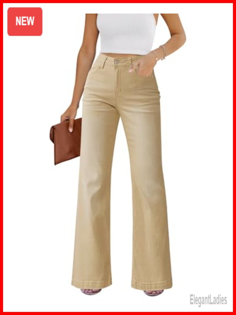 High Rise Wide Leg Flare Jeans Stretchy Denim Pants